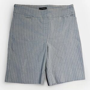 Hilary Radley Women's Pull-On Stretch Bermuda Shorts Medium White/Blue stripe